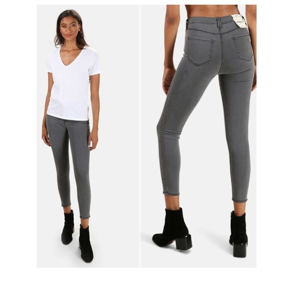 $265 L'AGENCE // margot skinny high rise cropped stretch denim jeans size 26